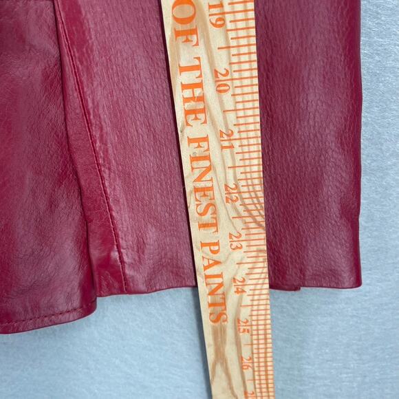Denim and Co Leather Jacket Medium Cherry Red Burgundy Blazer Boho Western - Picture 13 of 15